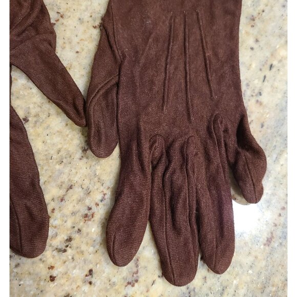 Vintage Women's Plus Size XL/XXL Brown Rayon Formal 11" Gloves Stitching Detail - Picture 3 of 16